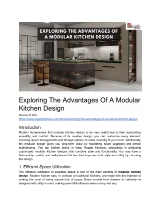 Exploring The Advantages Of A Modular Kitchen Design