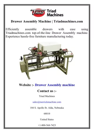 Drawer Assembly Machine   Triadmachines.com
