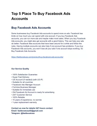 Top 5 Place To Buy Facebook Ads Accounts