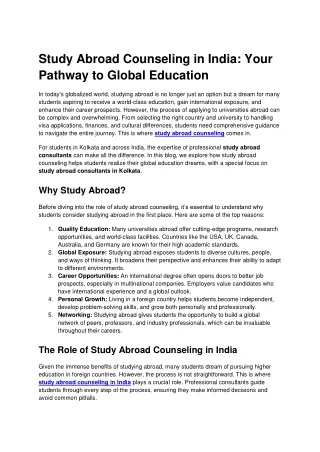 Study Abroad Counseling in India_ Your Pathway to Global Education