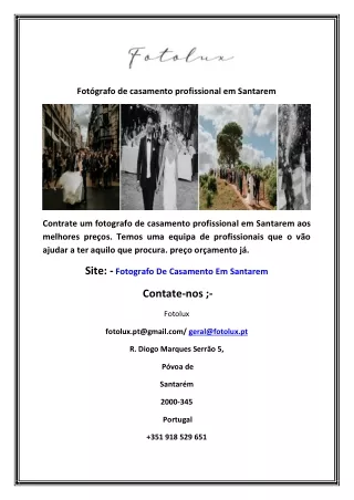 Fotógrafo de casamento profissional em Santarem