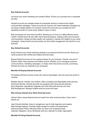 Buy Hotmail accounts