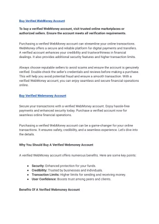 Buy Verified WebMoney Account