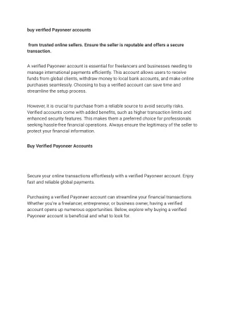 buy verified Payoneer accounts