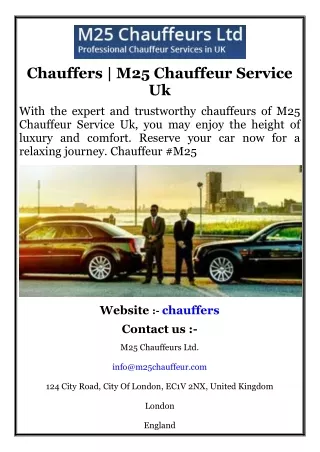 Chauffers  M25 Chauffeur Service Uk