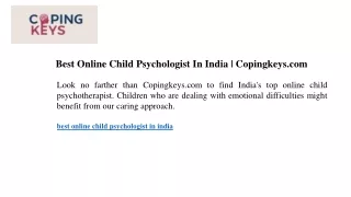 Best Online Child Psychologist In India Copingkeys.com