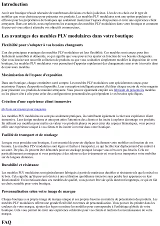 Les avantages des meubles PLV modulaires dans votre boutique