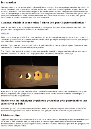 Comment personnaliser une caisse à vin en bois avec des techniques de peinture