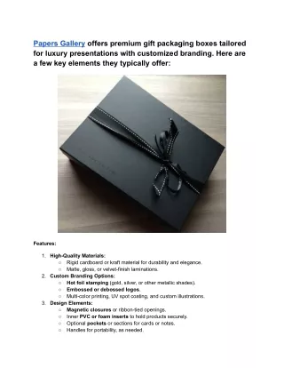 Premium gift packaging box with customised branding