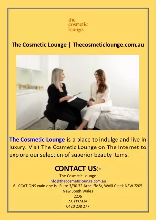 The Cosmetic Lounge  Thecosmeticlounge.com.au