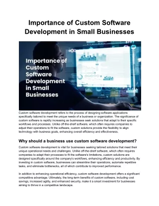 Importance of Custom Software Development in Small Businesses