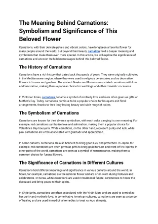 The Meaning Behind Carnations: Symbolism and Significance of This Beloved Flower