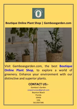 Boutique Online Plant Shop  Gamboasgarden.com