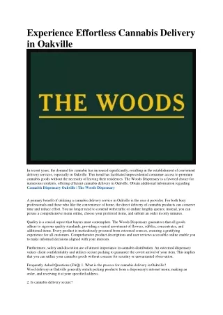 Oakville Dispensary | The Woods Dispensary