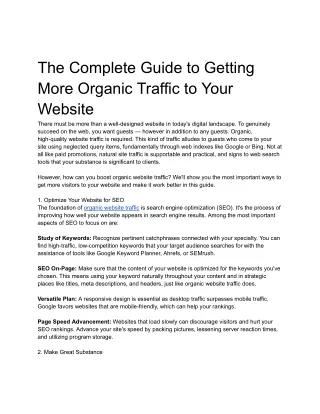 The Complete Guide to Getting More Organic Traffic to Your Website