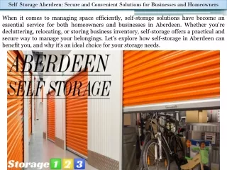 Self Storage Aberdeen Secure and Convenient Solutions for Businesses and Homeowners