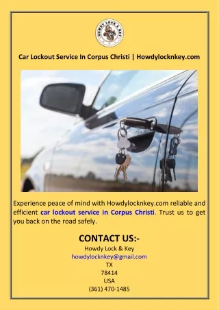 Car Lockout Service In Corpus Christi  Howdylocknkey.com