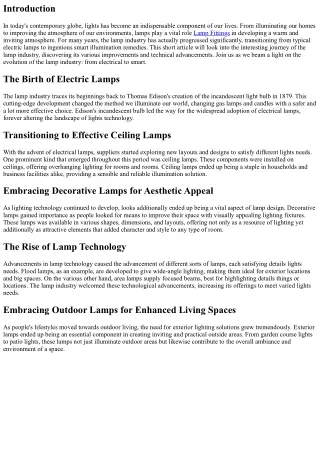 Beaming a Light on the Advancement of the Lamp Industry: From Electric to Smart