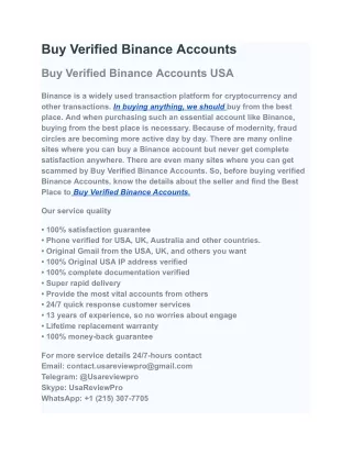 Buy Verified Binance Accounts