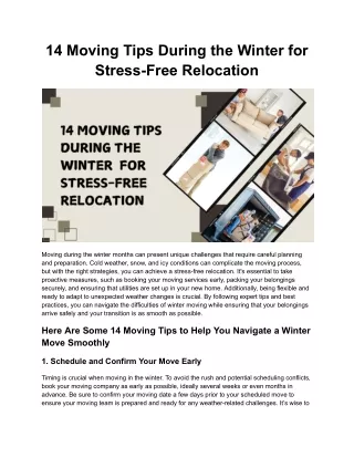 14 Moving Tips During the Winter for Stress-Free Relocation