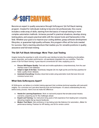 QA Full Stack training