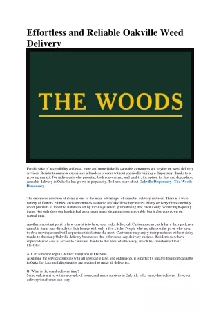 Oakville Dispensary | The Woods Dispensary