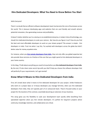 Hire Dedicated Developers - What You Need to Know Before You Start