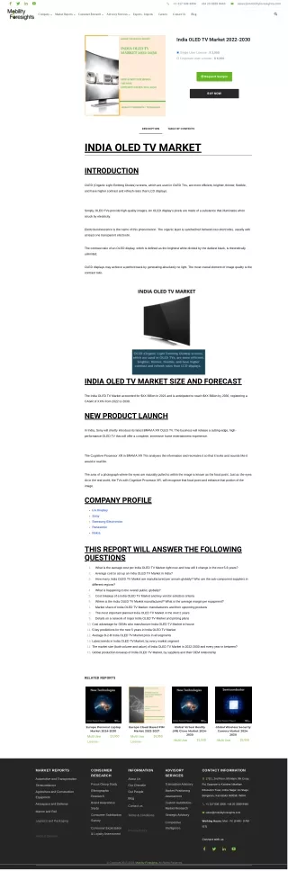 India Oled Tv Market broadcast and report