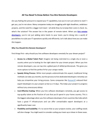 All You Need To Know Before You Hire Remote Developers