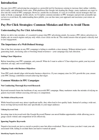 **Pay Per Click Strategies: Common Mistakes and How to Avoid Them**