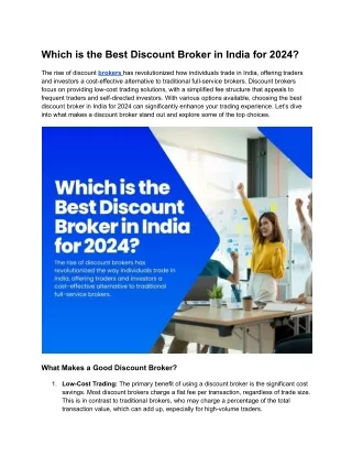 Which is the Best Discount Broker in India for 2024?