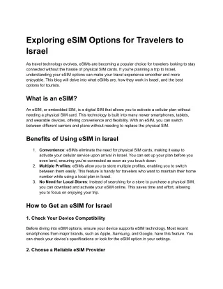 Exploring eSIM Options for Travelers to Israel