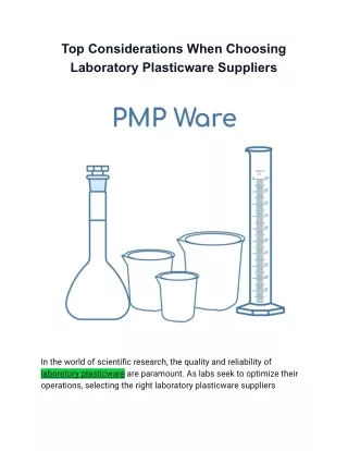 Top Considerations When Choosing Laboratory Plasticware Suppliers