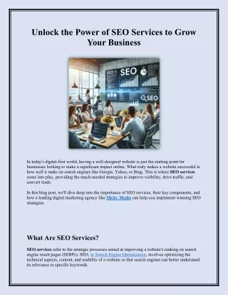 Maximize Your Online Visibility How SEO Services from Slicky Media Drive Success