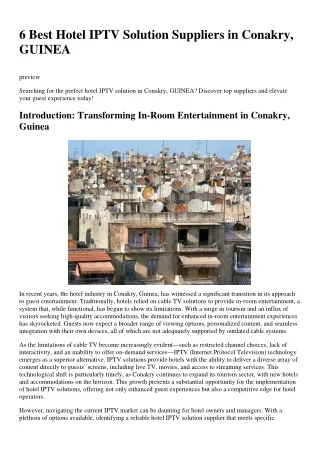 6 Best Hotel IPTV Solution Suppliers in Conakry, GUINEA