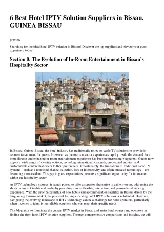 6 Best Hotel IPTV Solution Suppliers in Bissau, GUINEA BISSAU