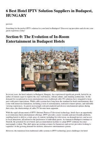 6 Best Hotel IPTV Solution Suppliers in Budapest, HUNGARY