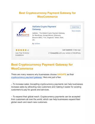 Best Cryptocurrency Payment Gateway for WooCommerce