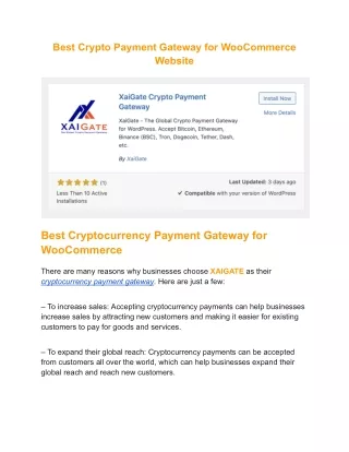 Best Crypto Payment Gateway for WooCommerce Website