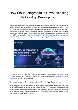 How Cloud Integration is Revolutionizing Mobile App Development