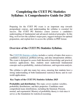 Completing the CUET PG Statistics Syllabus: A Comprehensive Guide for 2025
