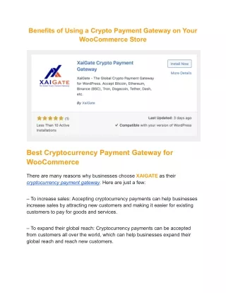 Benefits of Using a Crypto Payment Gateway on Your WooCommerce Store