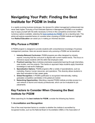 Navigating Your Path_ Finding the Best Institute for PGDM in India