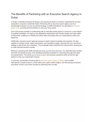 The Benefits of Partnering with an Executive Search Agency in Dubai