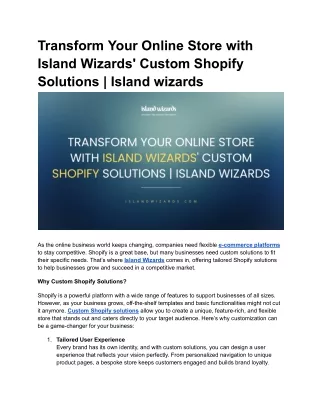 Transform Your Online Store with Island Wizards' Custom Shopify Solutions _ Island wizards