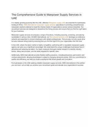 The Comprehensive Guide to Manpower Supply Services in UAE