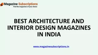 Best Architecture and Interior Design Magazines in India