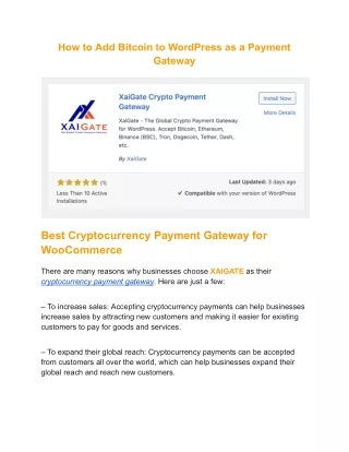 How to Add Bitcoin to WordPress as a Payment Gateway