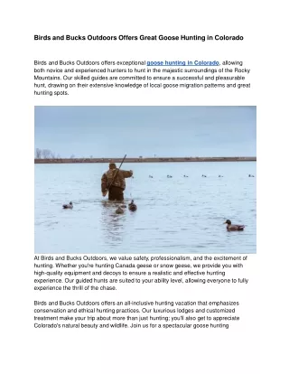 Birds and Bucks Outdoors Offers Great Goose Hunting in Colorado