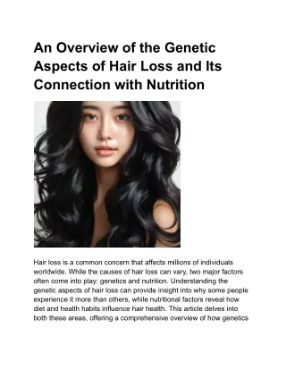An Overview of the Genetic Aspects of Hair Loss and Its Connection with Nutritio